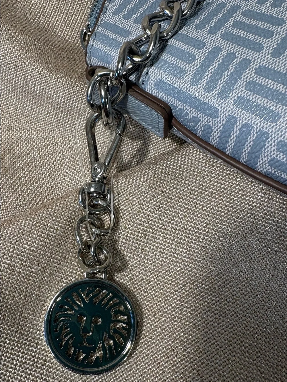 Anne Klein Light Blue Patterned Dome Crossbody Bag